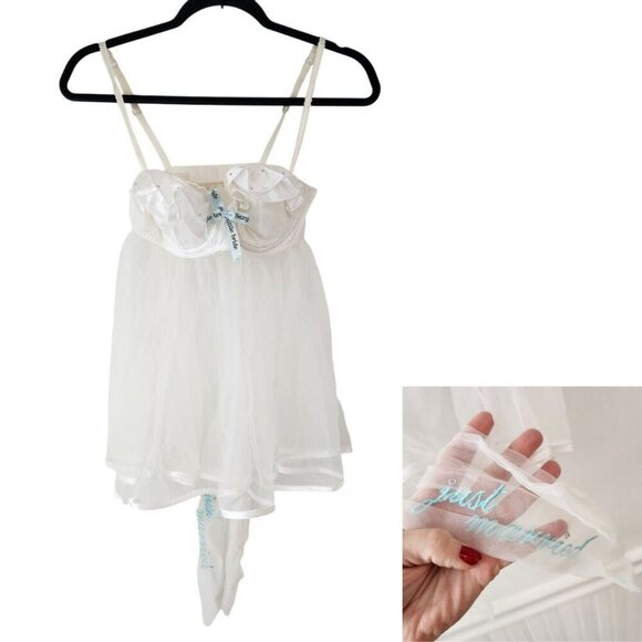 Victoria's Secret Bridal Lingerie Sexy Little Bride Bow White Teddy Women's 34C - Picture 1 of 9